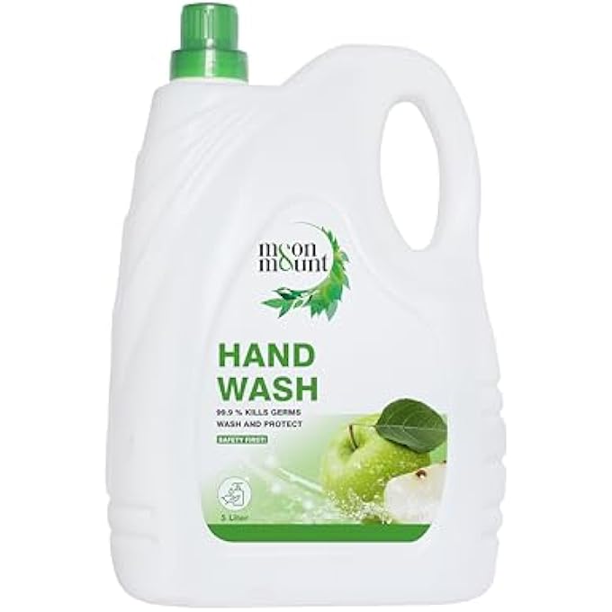 Moon & Mount MOON AND MOUNT HAND WASH PROTECTION FROM GERMS, HAND WASH LIQUIDS 5 LITER LIQUID HANDWASH FOR EVERYDAY USE (GREEN APPLE) - Image 1